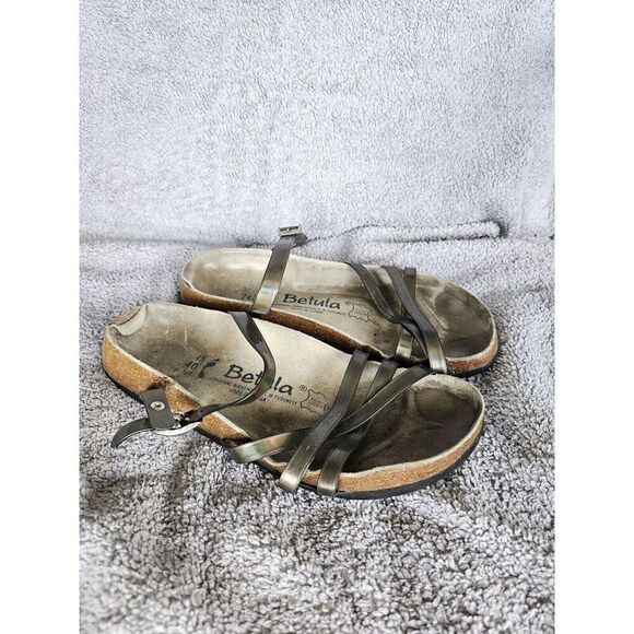 Birkenstock Betula Womens Size 40 Sandals Iridescent Stipes Cross Buckle - Picture 1 of 8